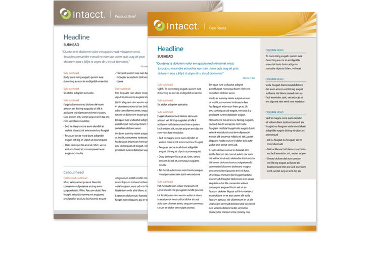 Intacct datasheets